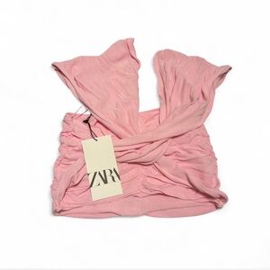 ZARA PINK CROSS STRAP BANDEAU TOP.